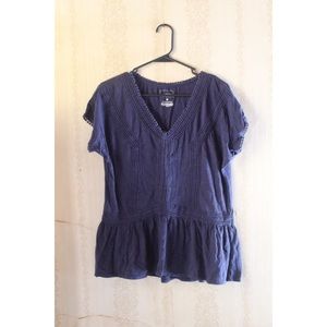 Navy Blue Sonoma Peplum Shirt Blouse Top